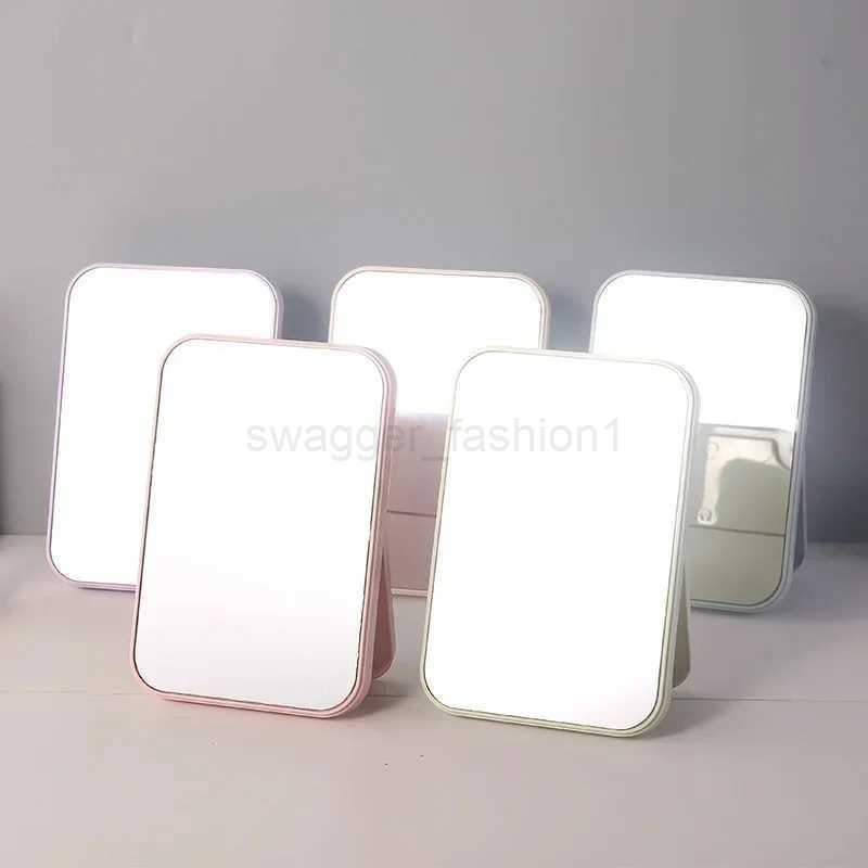 HD Single Size Large Makeup Mirror Desktop Solid Color Folding Dressing Tool Portable Large Square Princess Mirror Makeup MirrorXJ240813