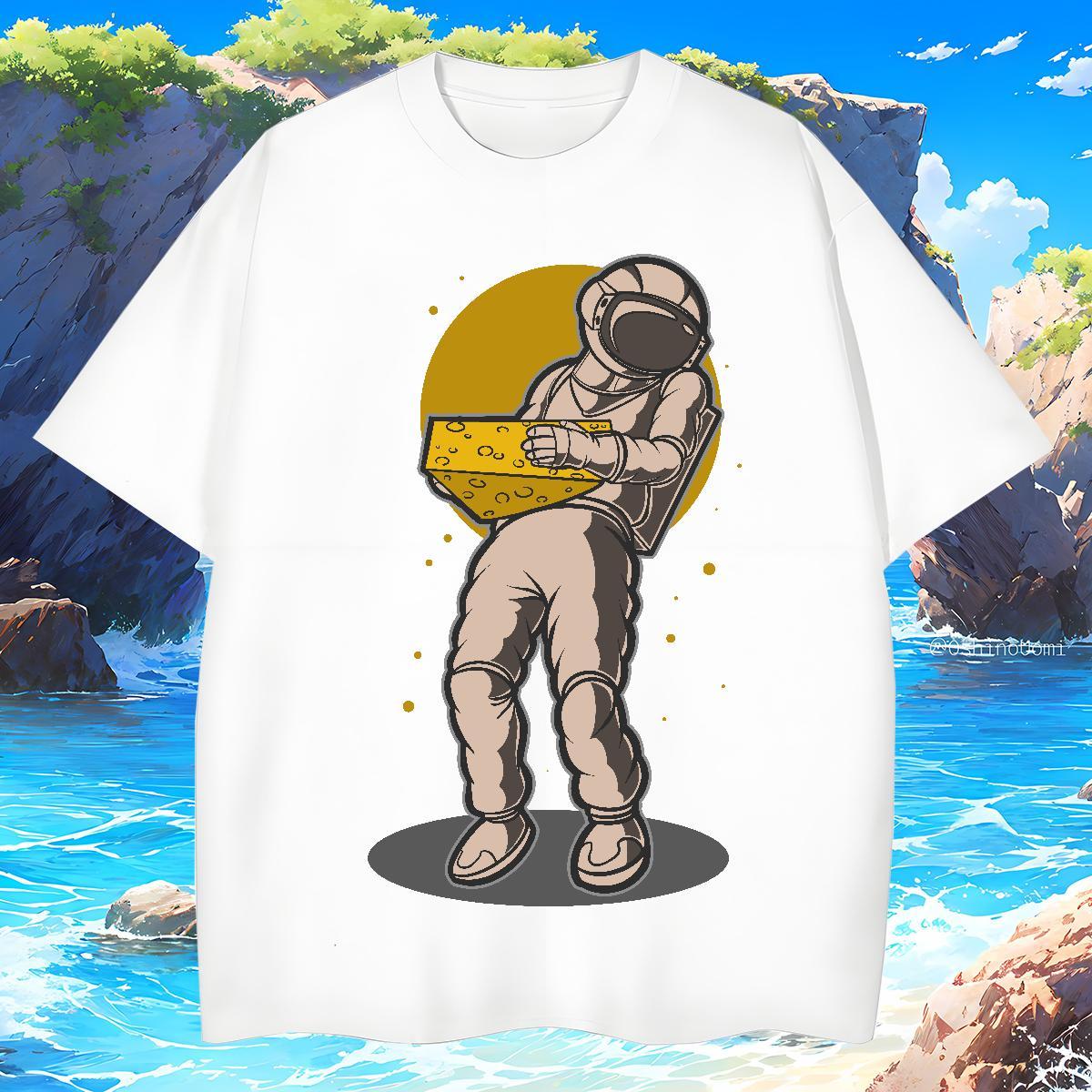 Men T Shirts 230g 100% Cotton cosmonaut High Street Hip Hop Breathable Short Sleeve Oversized 3XL 4XL Couples T Shirts Fashion TOP Quality Wear