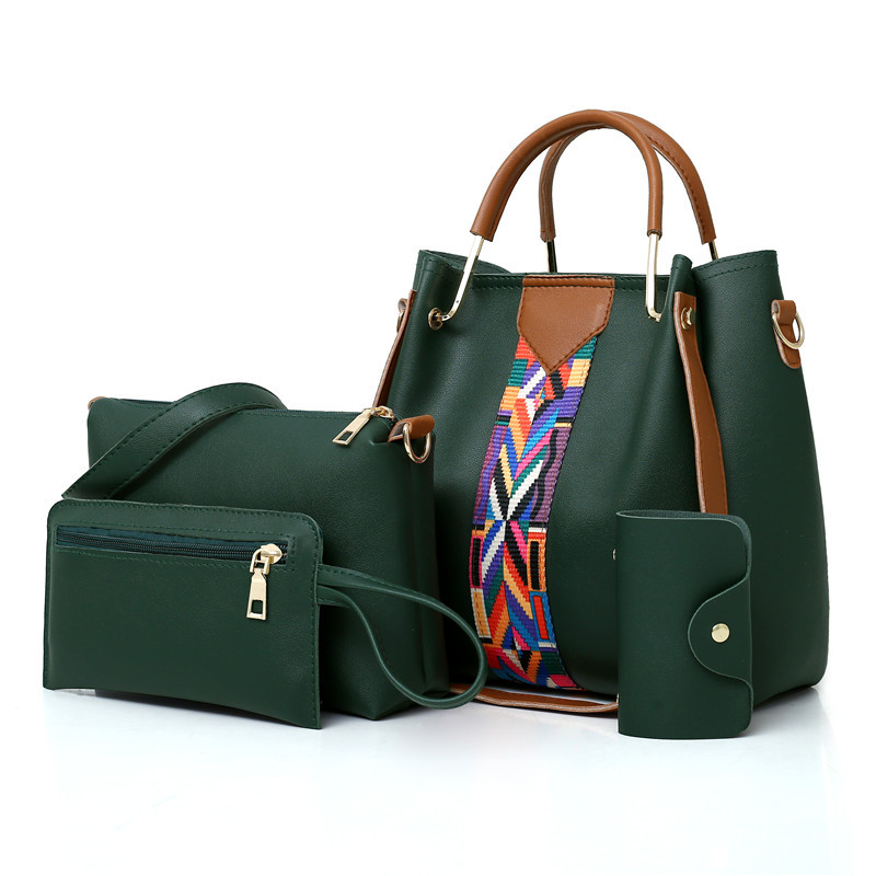 Crossbody Bucket Bag - Vintage Designer PU Leather 4-piece Set, Solid Tote, Casual Shoulder Bag, Multi-bag Set New Free Delivery Designer Bag