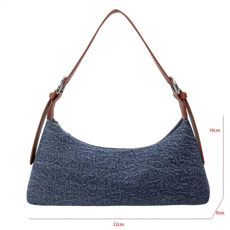 Simple Clotch Underarm Purse Women Bag Chain Handbag Tote Female Retro Blue Denim Crossbody Shoulder bolsa feminina 240812