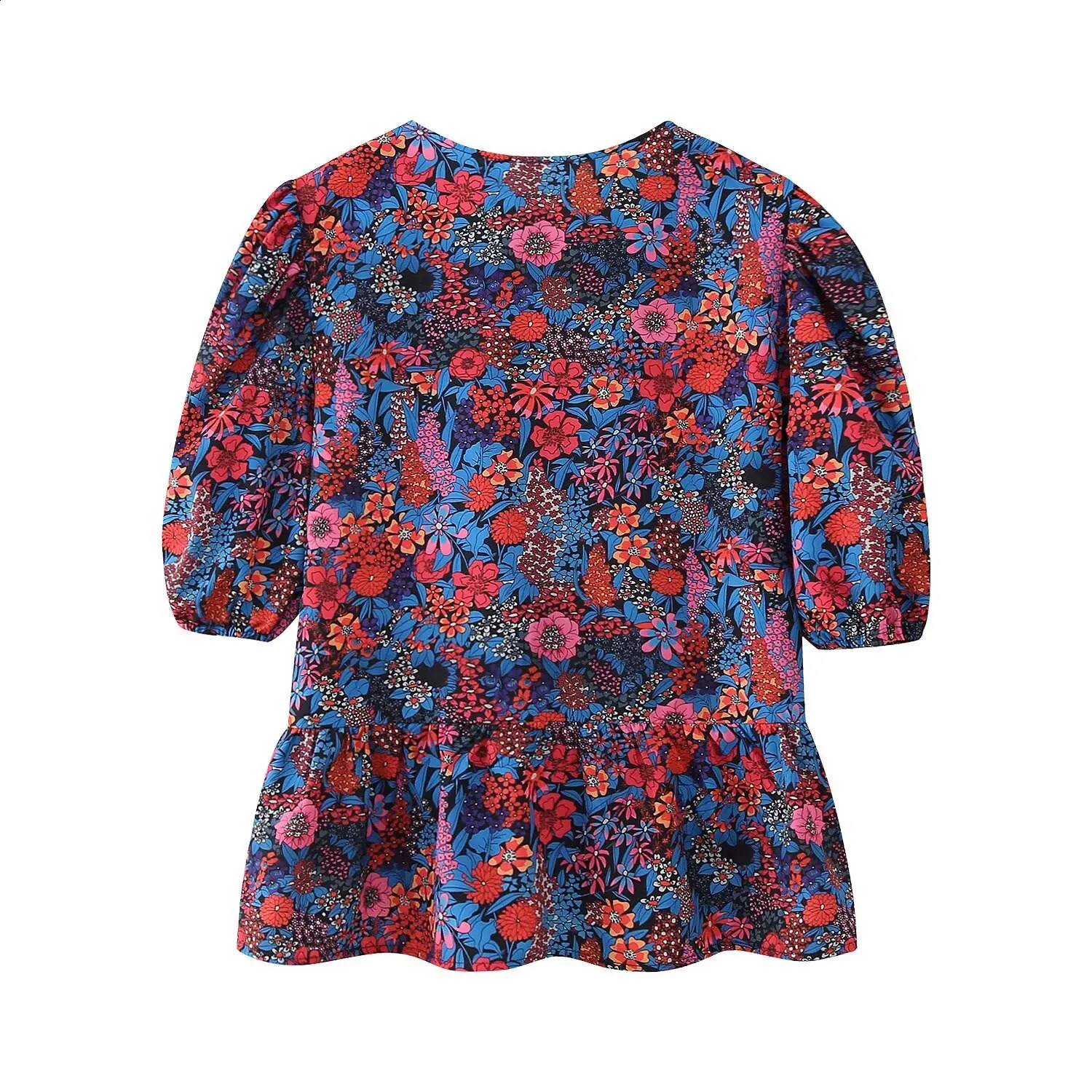 TELLHONEY Women Fashion O-Neck Bow Decoration Tops With Button Pants Femal Casual Print Two Piece Set 240813