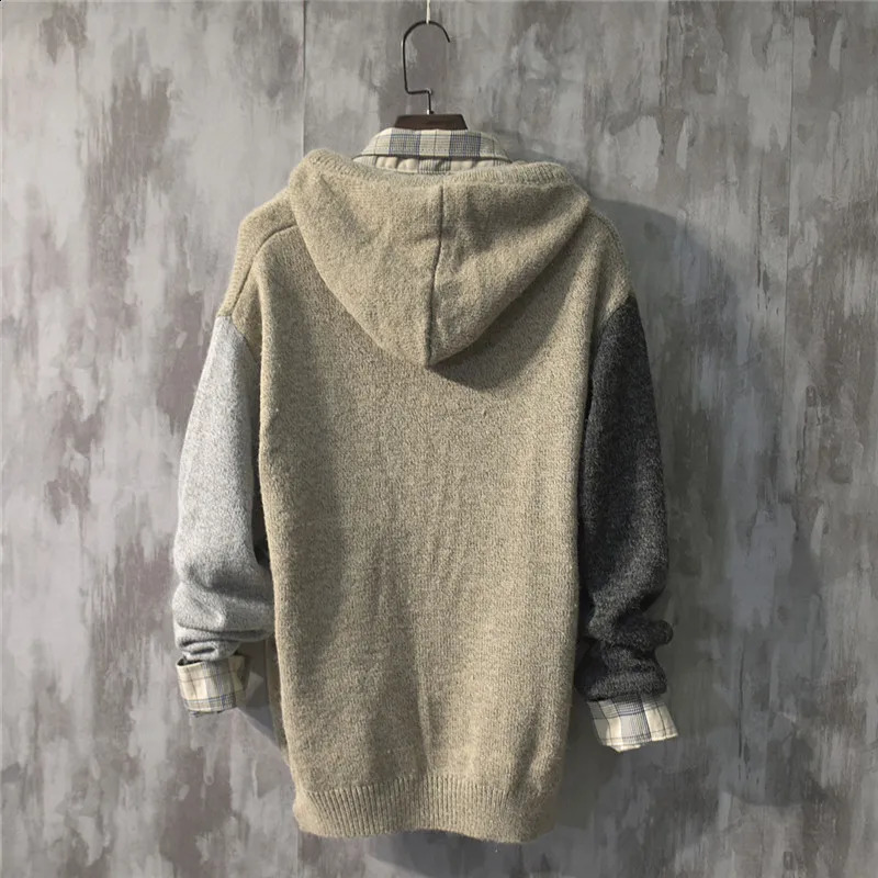 Sweater Men Spring Autumn Mens Hooded Sweater Casual Pullover Warm Knitted Sweatercoat Pull Homme Plus Size 3XL Streetwear 240812