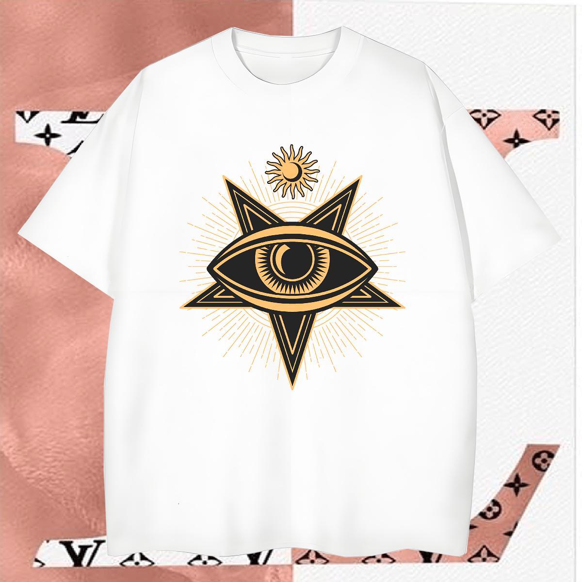 T shirt 230g Pure Cotton eyes Outdoor O-Neck Short Sleeve Cartoon Print Tshirts Stylist Soft Tees