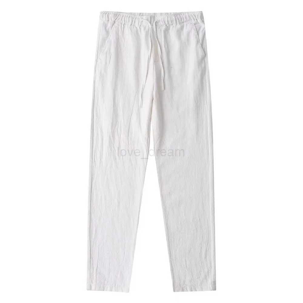 Mens Cotton Linen Pants Male Autumn New Breathable Solid Color Linen Trousers Fitness Streetwear Back With PocketXJ240813