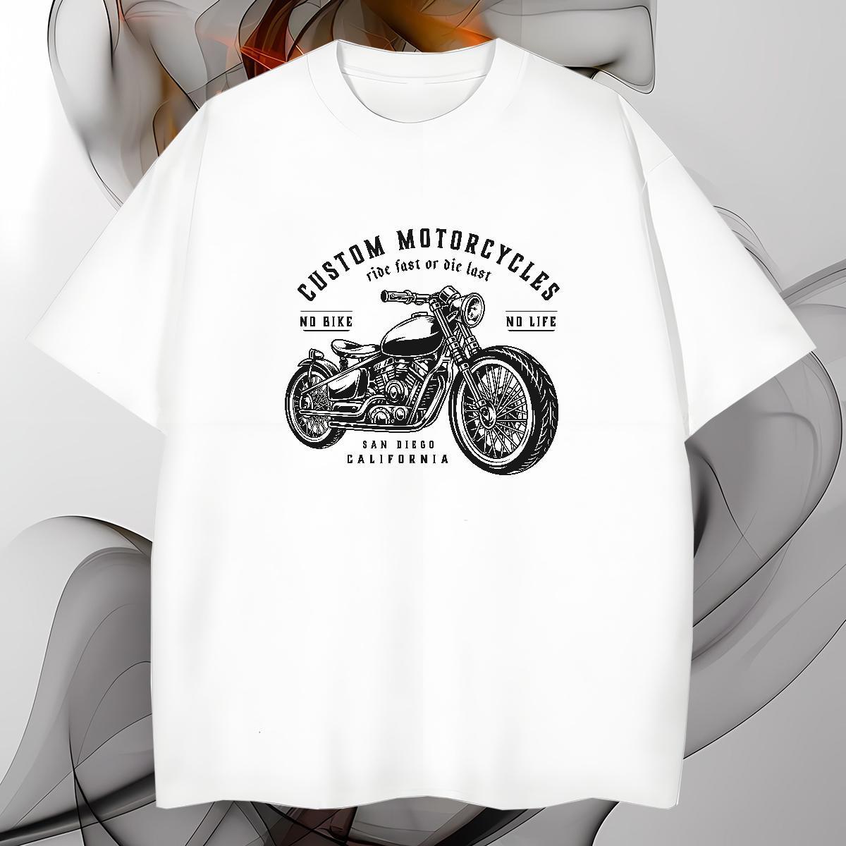 High Quality Motorcycle Man T Shirts Casual Mens Tshirts 230g Cotton Fashion New O-Neck Short Sleeve Custom Cartoon Polos