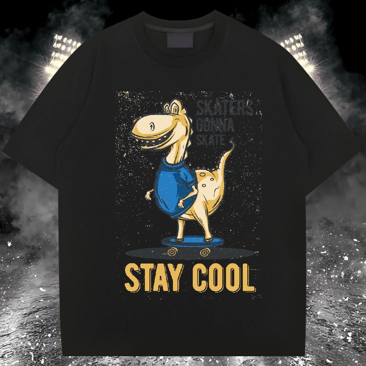 Fashion Design Men Clothes T-Shirt dinosaur Casual Beach 100% Cotton 230g Top Tees Breathable Short Sleeve Free Shipping T shirt DIY Logo Oversized