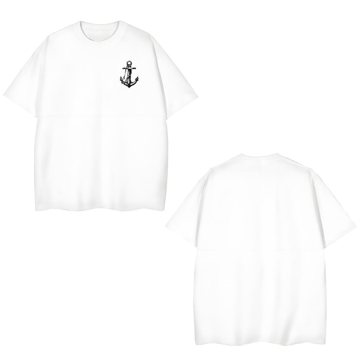 Men T Shirts 230g 100% Cotton ship's anchor Street Wear O Neck Short Sleeves Custom Big Size Tshirt for Man Woman Stylist Classic Tops Tees