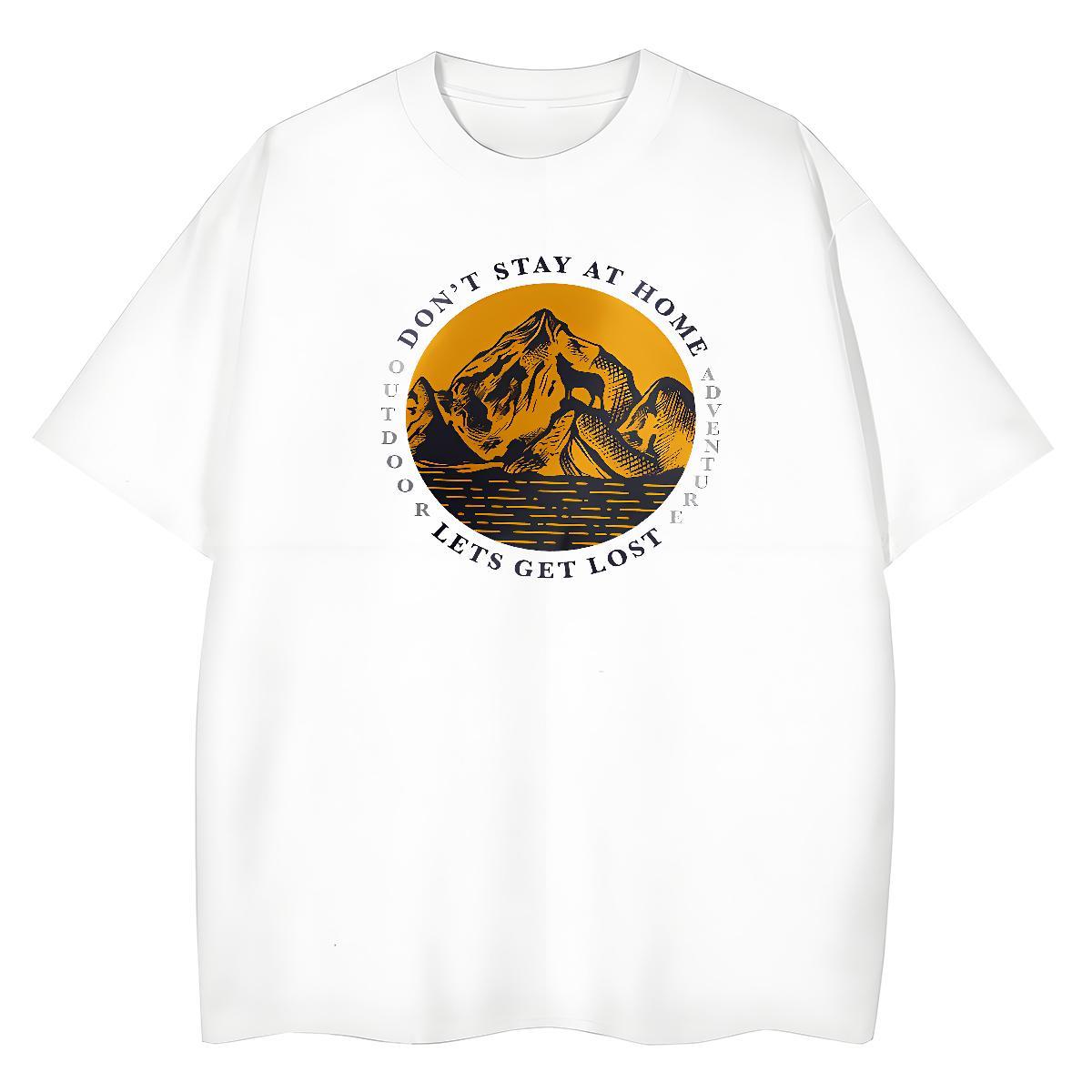 Popular Men Tees Street Casual 100% Cotton 230g DIY Pure Cotton mountains T shirt Fashion New Wear