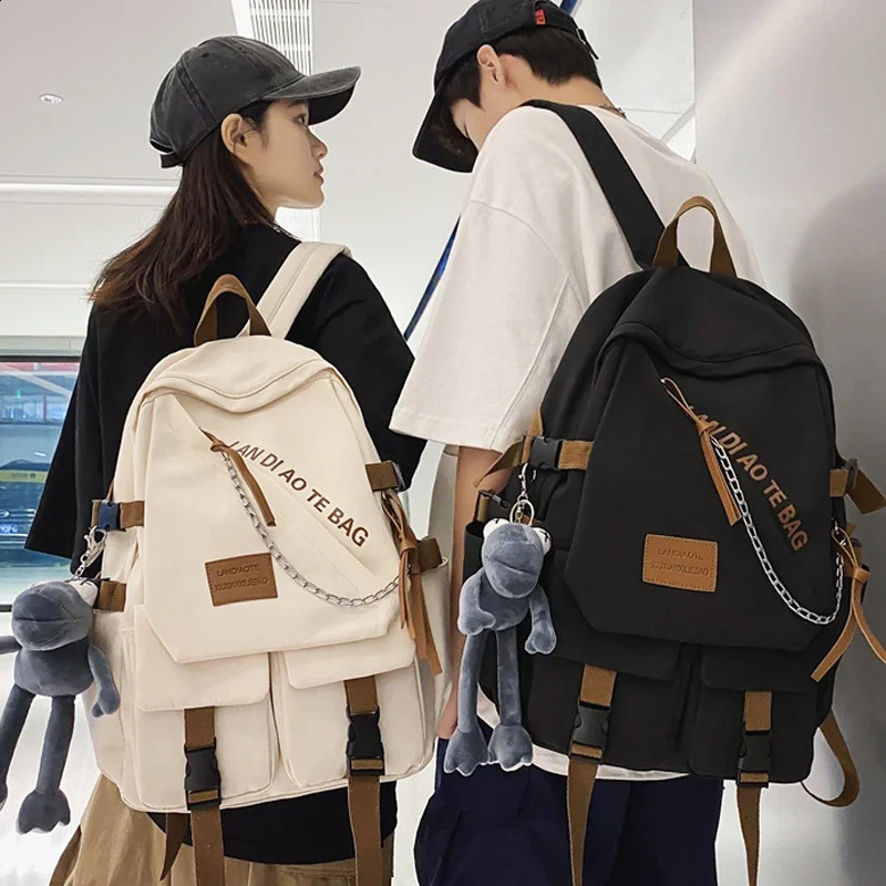 Large fashion mens backpack waterproof nylon Rucksack suitable for teenagers Kawaii womens cool lover travel shoulder Mochila 240813