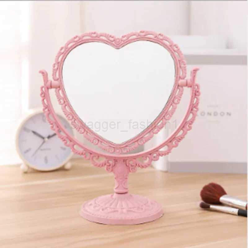 Desktop Makeup Mirror Heart Shape Makeup Vanity Portable Double-side Vanity Mirror Hand Mirror Cosmetic Compact Mirror for WomenXJ240813