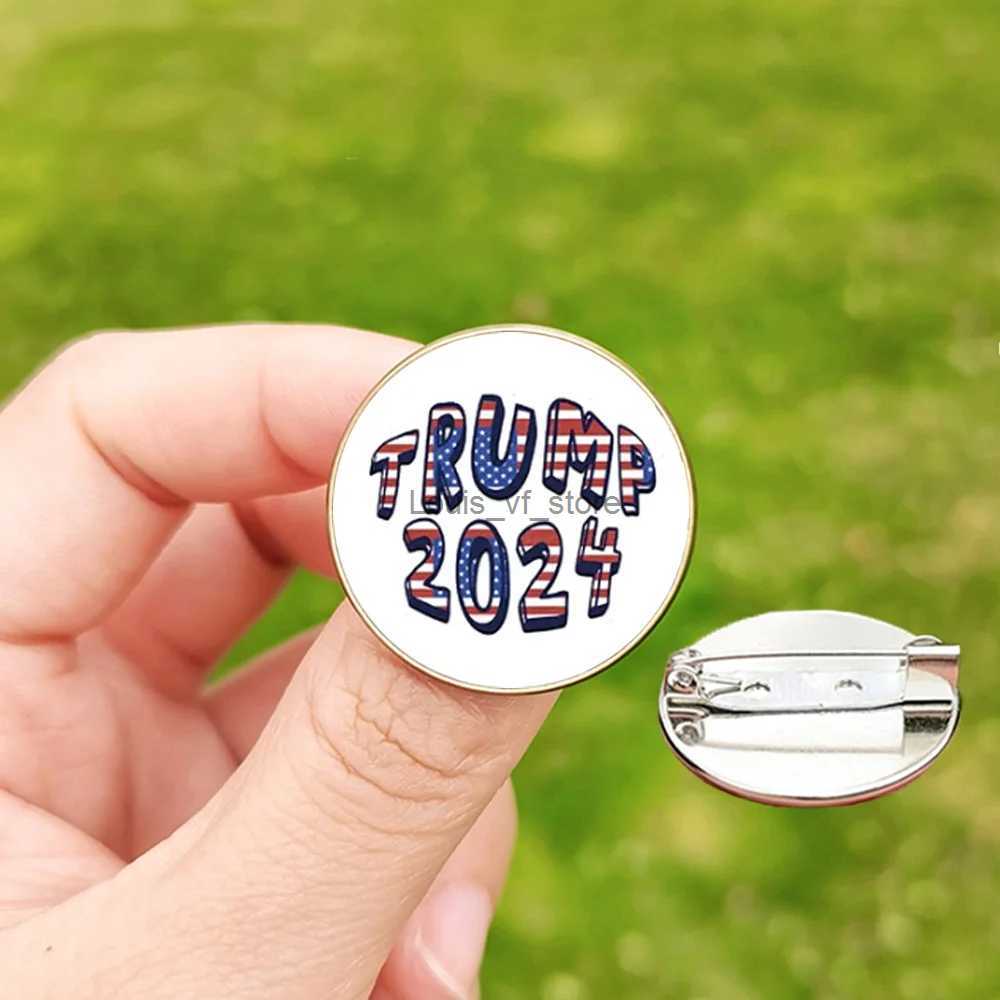 Pins Brooches In 2024 Trumps lapel pin and humorous printing of the American flag once again saved lives mens glass dome brooch womens bag accessories