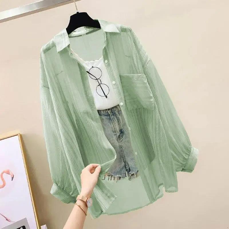 Ladies designer sun protection shirt summer thin chiffon shirt Korean