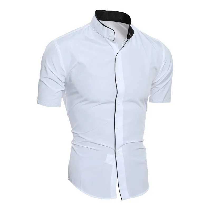 New mens solid color casual commuting short sleeved shirtXJ250121