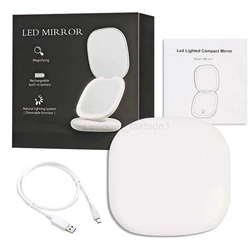 LED Travel Makeup Mirror 3.5inch Lighted Compact Mirror with 1X/5X Magnifying 2 Sided 3 Colors Portable for Handbag Purse GiftXJ240813