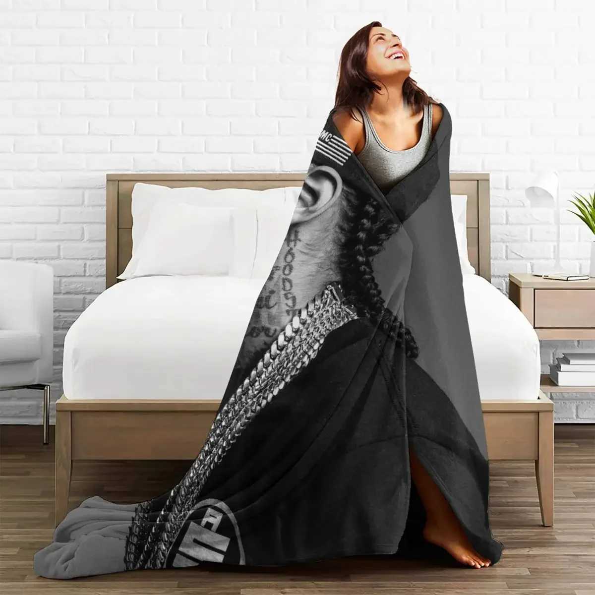 N-Nipsey Hussles Soft Warm Blanket Hip Hop Singer Travelling Bedding Throws Spring Novelty Flannel Bedspread Sofa Bed CoverXJ240813