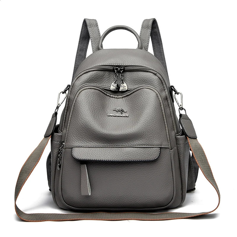 Womens backpack shoulder PU highcapacity womens school travel bag fashion 240813