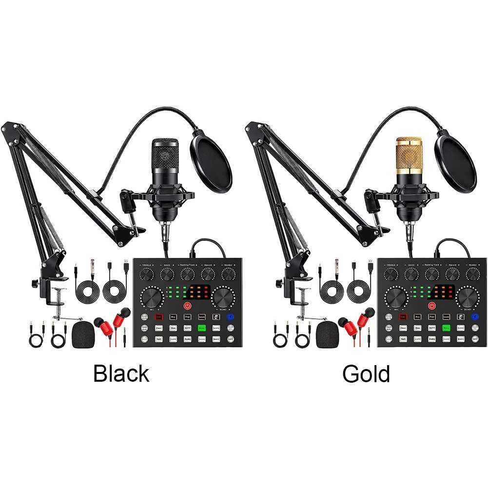 Podcast Equipment with BM800 Microphone and V8 Sound Card Double-Layer Pop Filter Perfect for Podcasting Gaming Music Recording CL240813