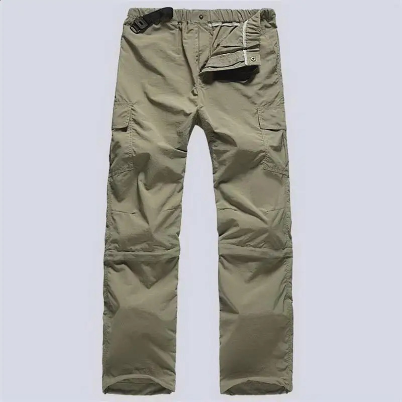 Detachable leg mens cargo pants pocket summer Sproting quick drying waterproof Trouser khaki thin work casual 3XL 240812