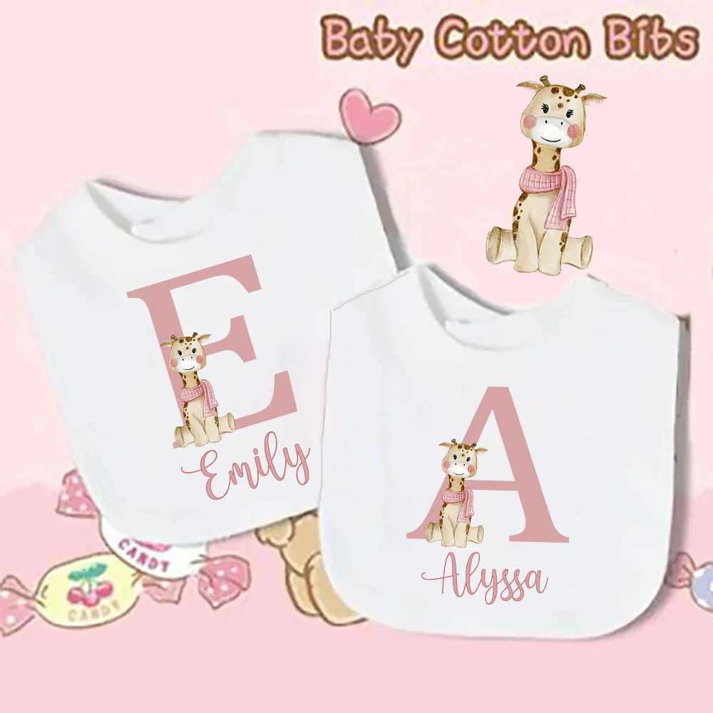 Bibs Burp Cloths Personalized Baby Bib Deer Initial with Name Girls Cotton Bibs Newborn Saliva Towel Flower Print Bib Baptism Infant Shower GiftsL4812
