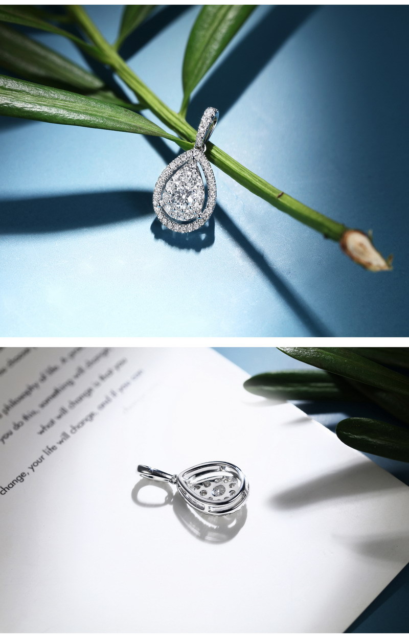 2024 Choucong Ladies Jewellery Water Drop Pendant Stunning Sterling Sier Pear Cut Pink Moissanite Dia Party Women Wedding Beach Cicle Necklace Gift