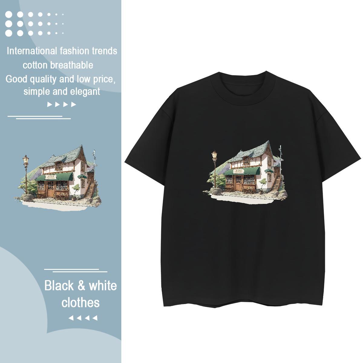 Unisex T-Shirts House Breathable Hip Hop Street Plus Size Custom 230g Cotton Couples T Shirts Fashion Design Clothings
