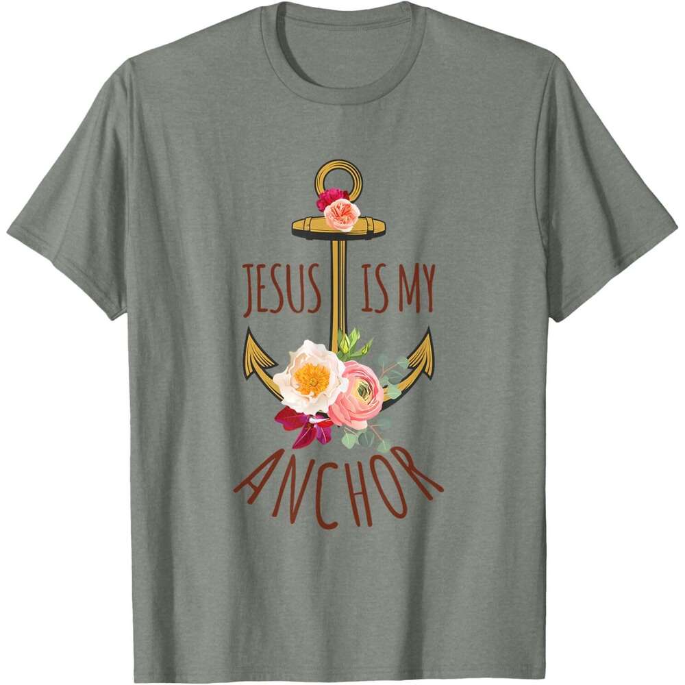 25ss T shirt for Mens Jesus Is My Anchor Religious Beautiful T-Shirt Shirts Tshirt Graphic Tee Casual Tops Short sleeve Free shipping