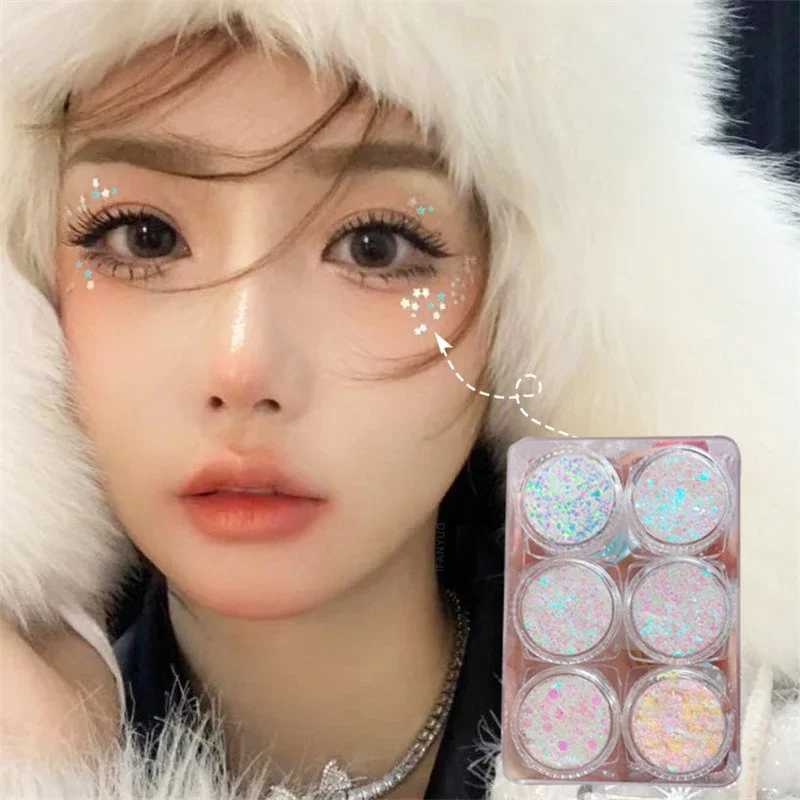 6-color sequin gel eye shadow palette glitter diamond eye shadow makeup hair body face glitter gel art glitter loose sequin cream W240812