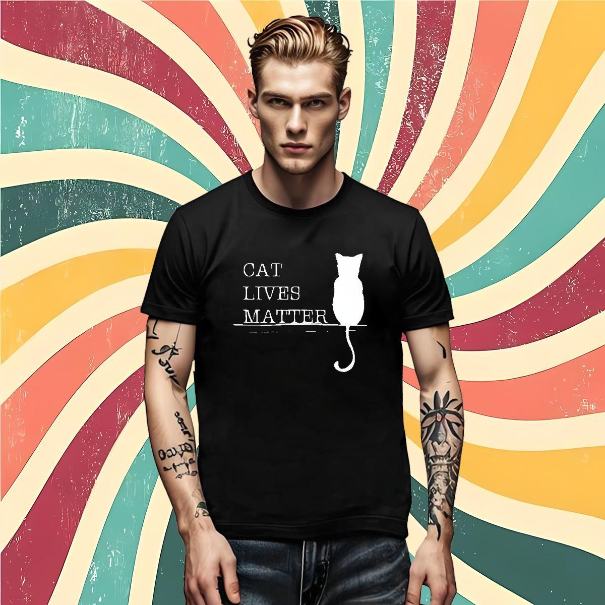 Fashion New Men Tees cat Daily Outfit 230g Pure Cotton Polos Breathable Short Sleeve Loose T-Shirts Skull