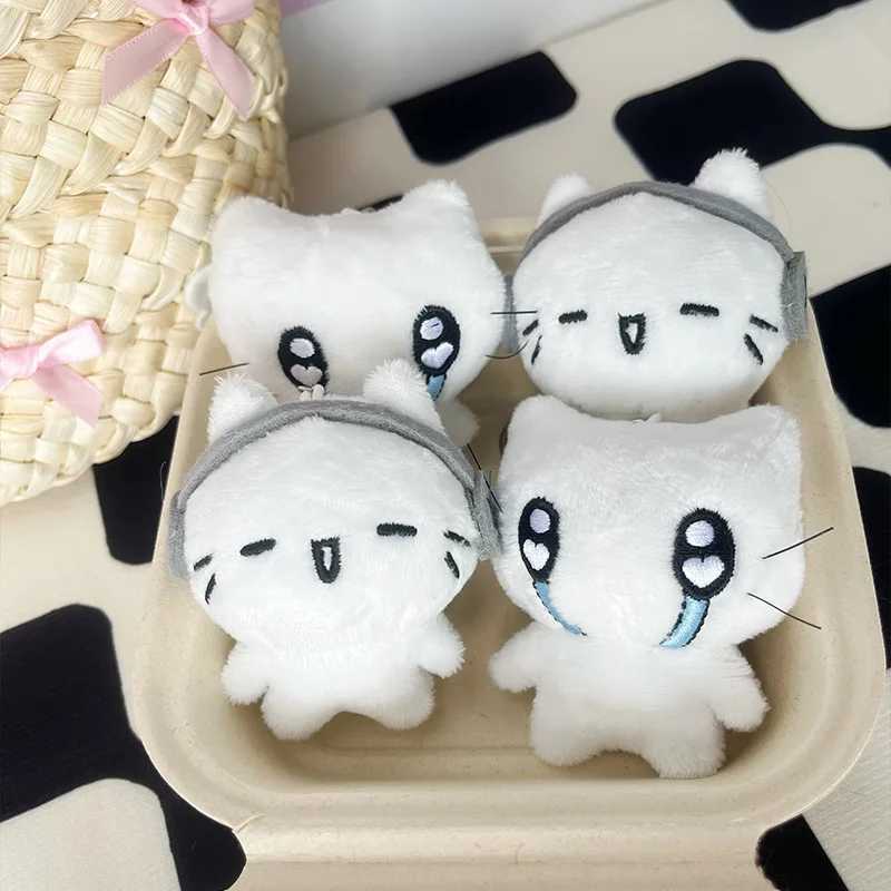 Cute headphones kitten couple keychain mini crying cat doll plush keychain for two mini cats keychain for bag pendant W240808