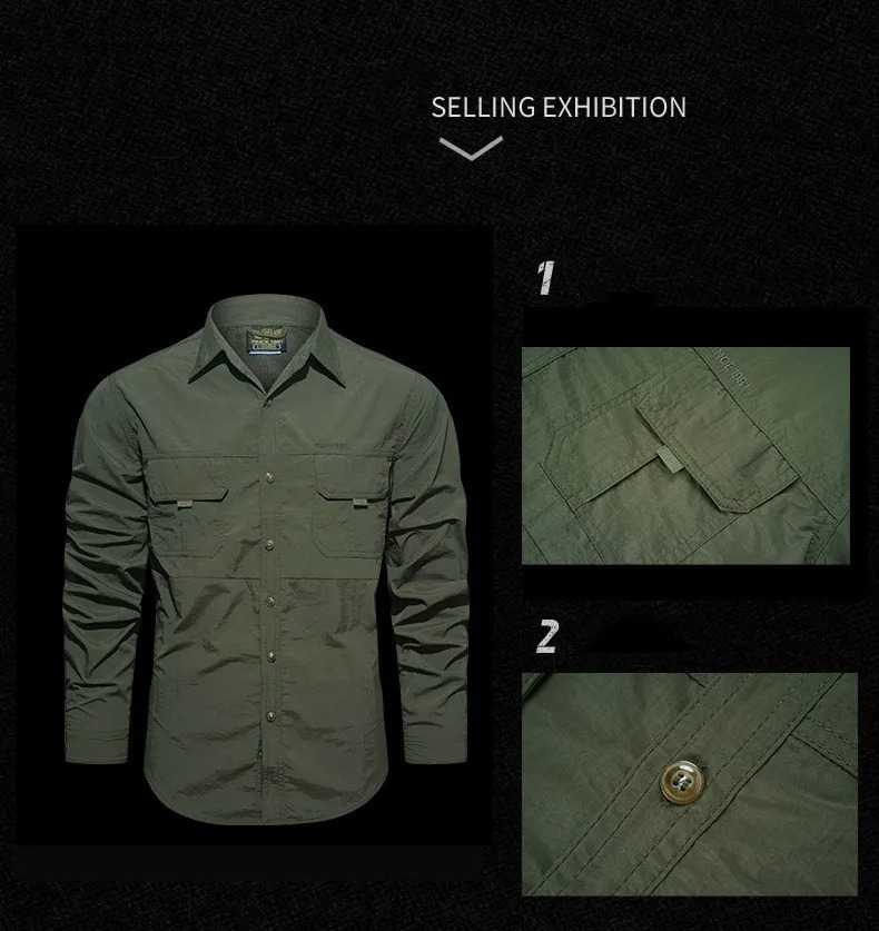 Mens summer lightweight tactical shirt quick drying long sleeved military outdoor work cargo Plus size 4XL 240812