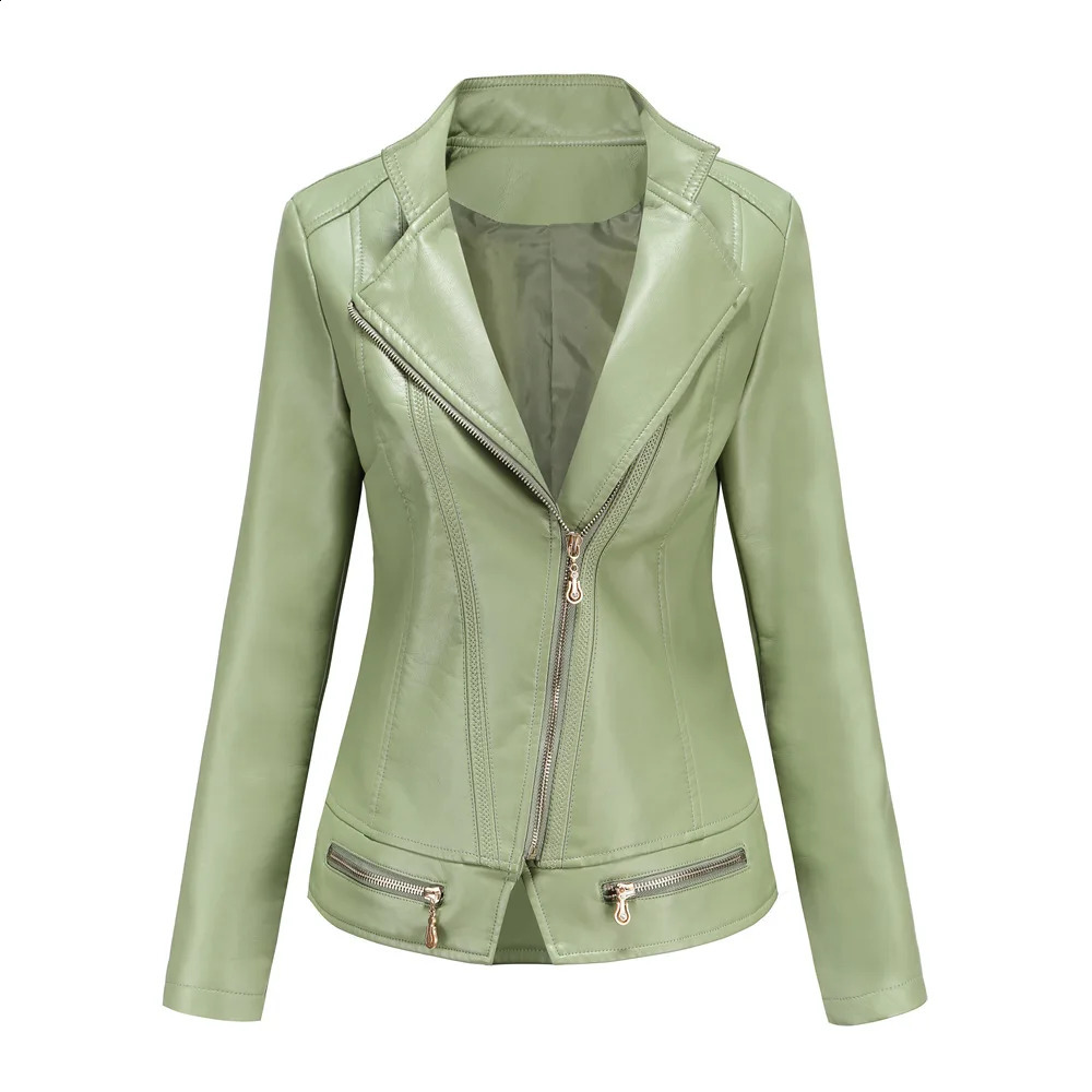 ly Arrived Spring/Autumn Motorcycle Leather Jacket Red PU Jacket Womens Ultra Thin Coat Black S-4XL 240827