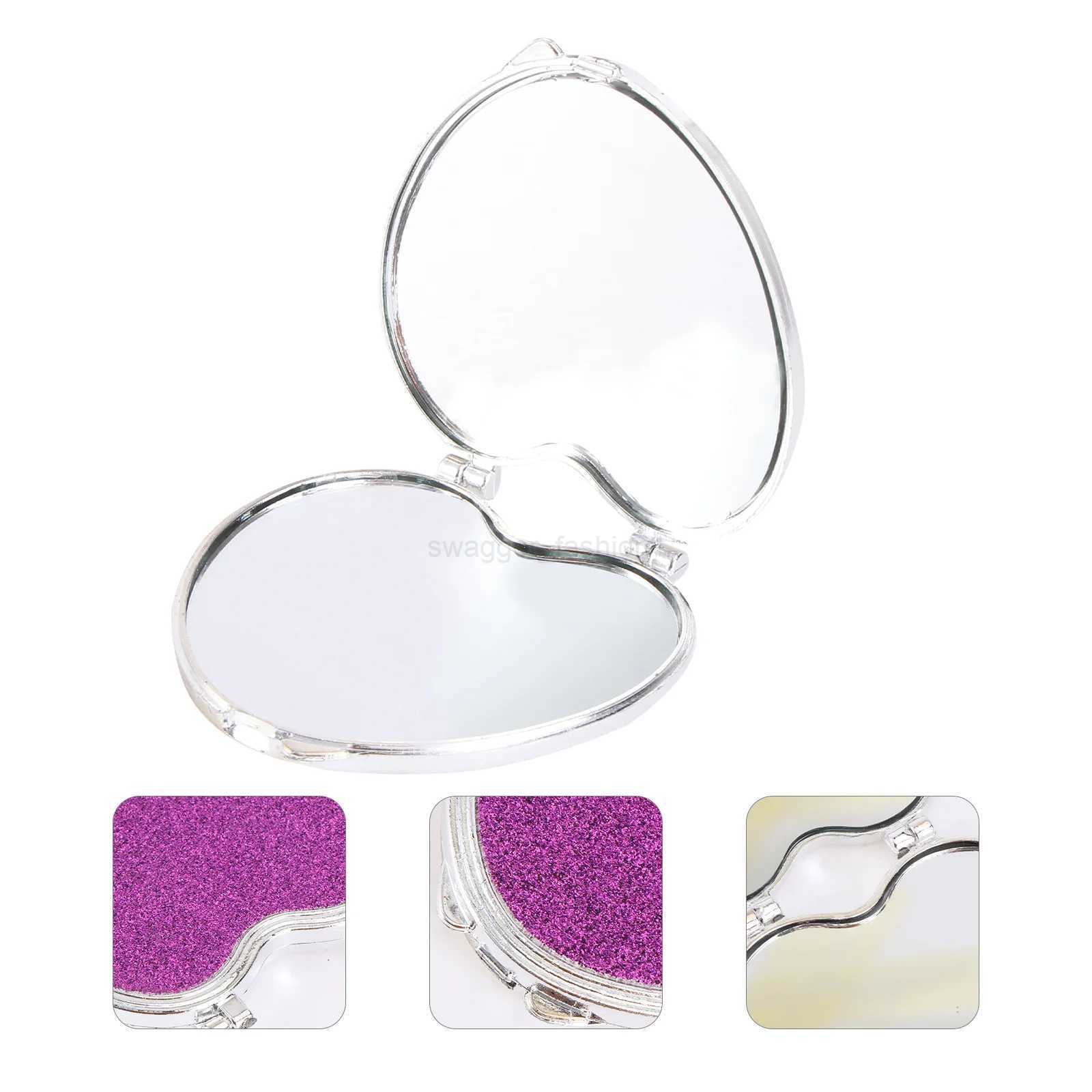Travel Vanity Mirrors Pocket Heart Shaped Makeup Hearts Portable Double Sides Make up Mirror for Women (RandomXJ240813
