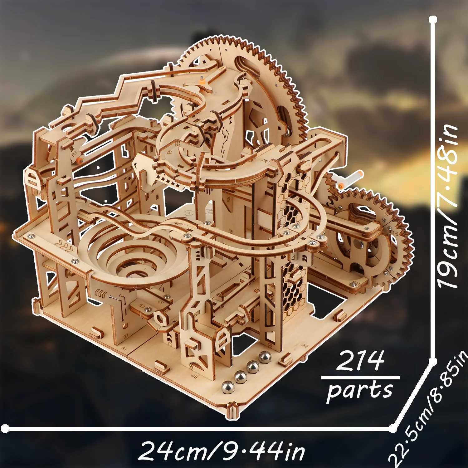 3DWooden Mechanical Puzzle Network City Marble Model Block Toolkit Model CraftsmanshipIncluding Marbles Birthday Christmas Gifts Y240812