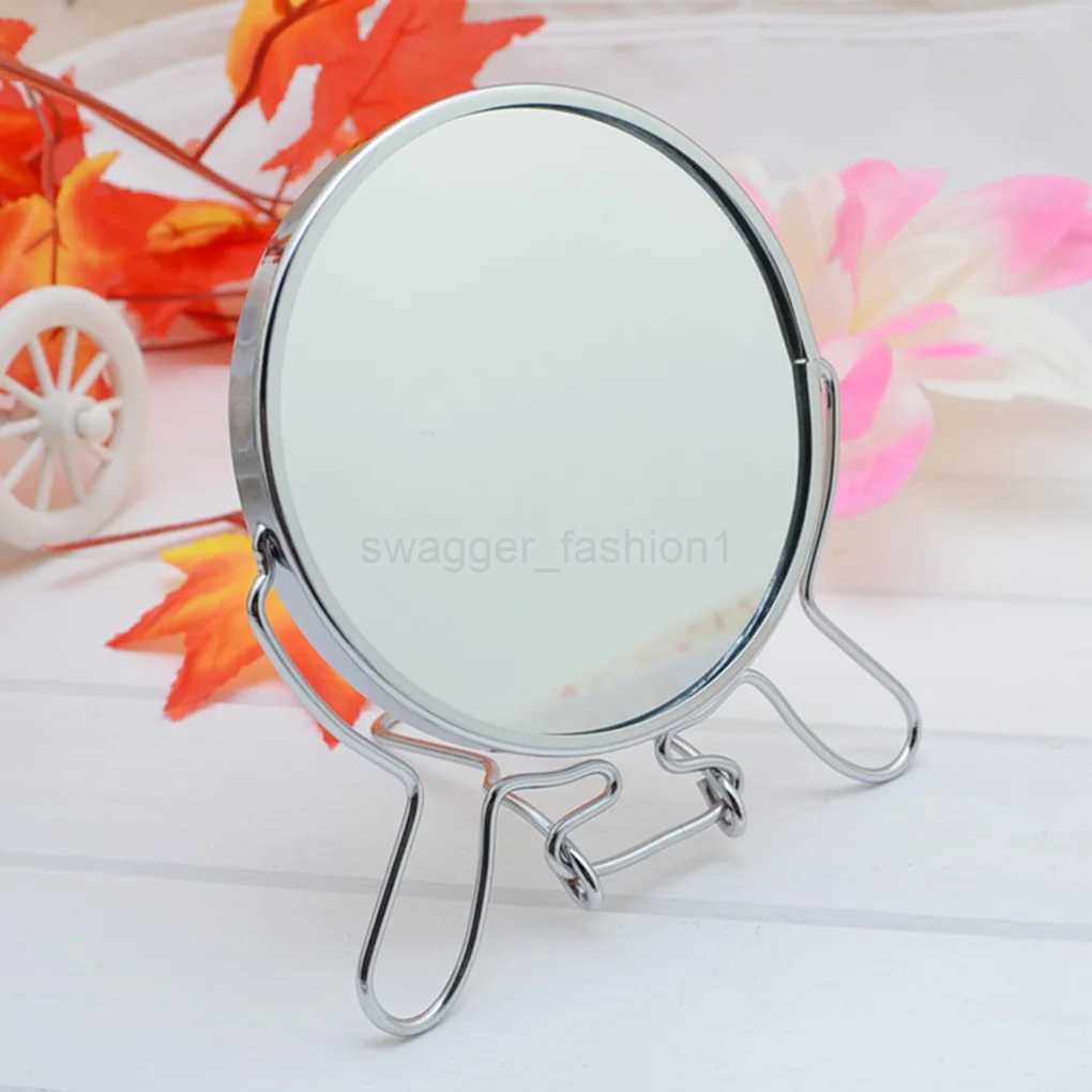 Makeup Cosmetic Mirror 4 Round 360 Degree Rotation 2 Face Tabletop Mirror Magnifier Stainless Steel Makeup Mirror StandingXJ240813