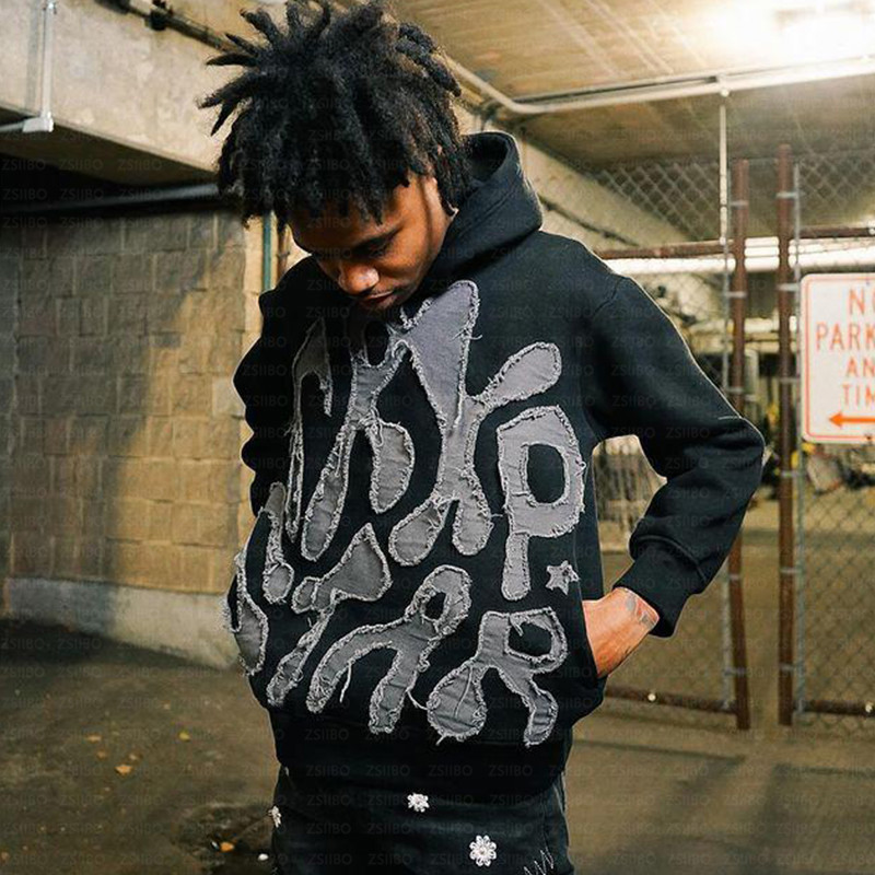 Street Clothing Hoodies Y2K Patches Sportswear Kpop Retro Hip Hop Long Sleeve Zipper Jackets Top Mens Gothic 240812
