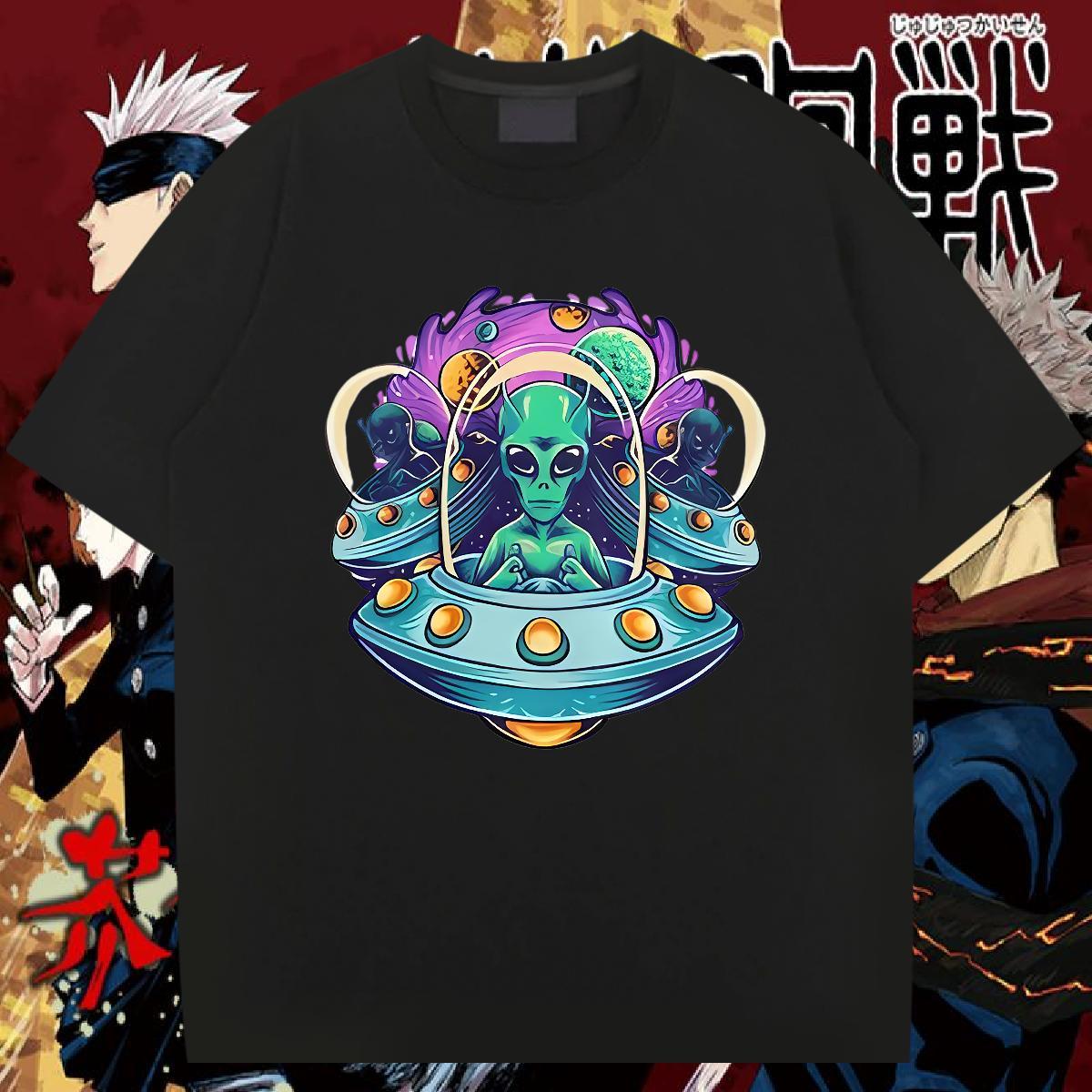 DIY Men Clothes T-Shirt halloween Daily Outfit 230g Cotton Tees Breathable Short Sleeve Classic Mens T Shirts Anime