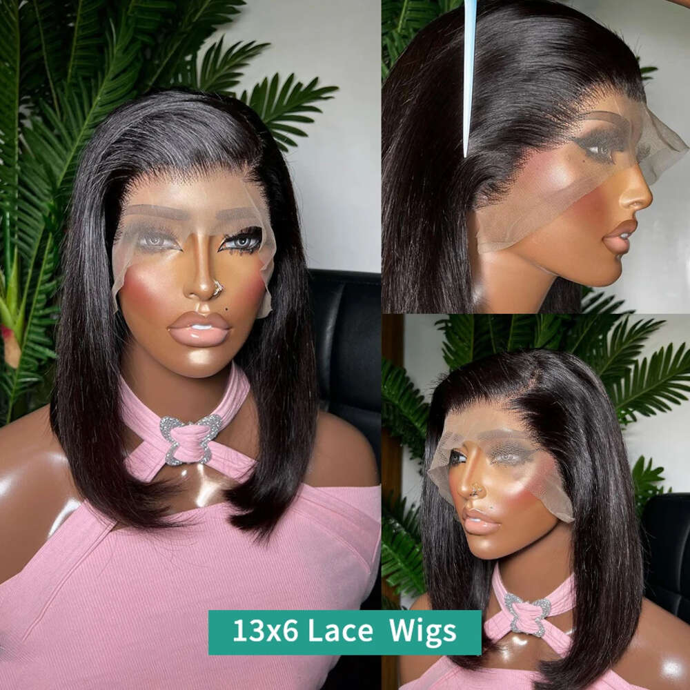 250 Density Straight Short Bob 13X4 Frontal Human Hair Wigs 13X6 HD Transparent Lace Front 5X5 Wig For Women