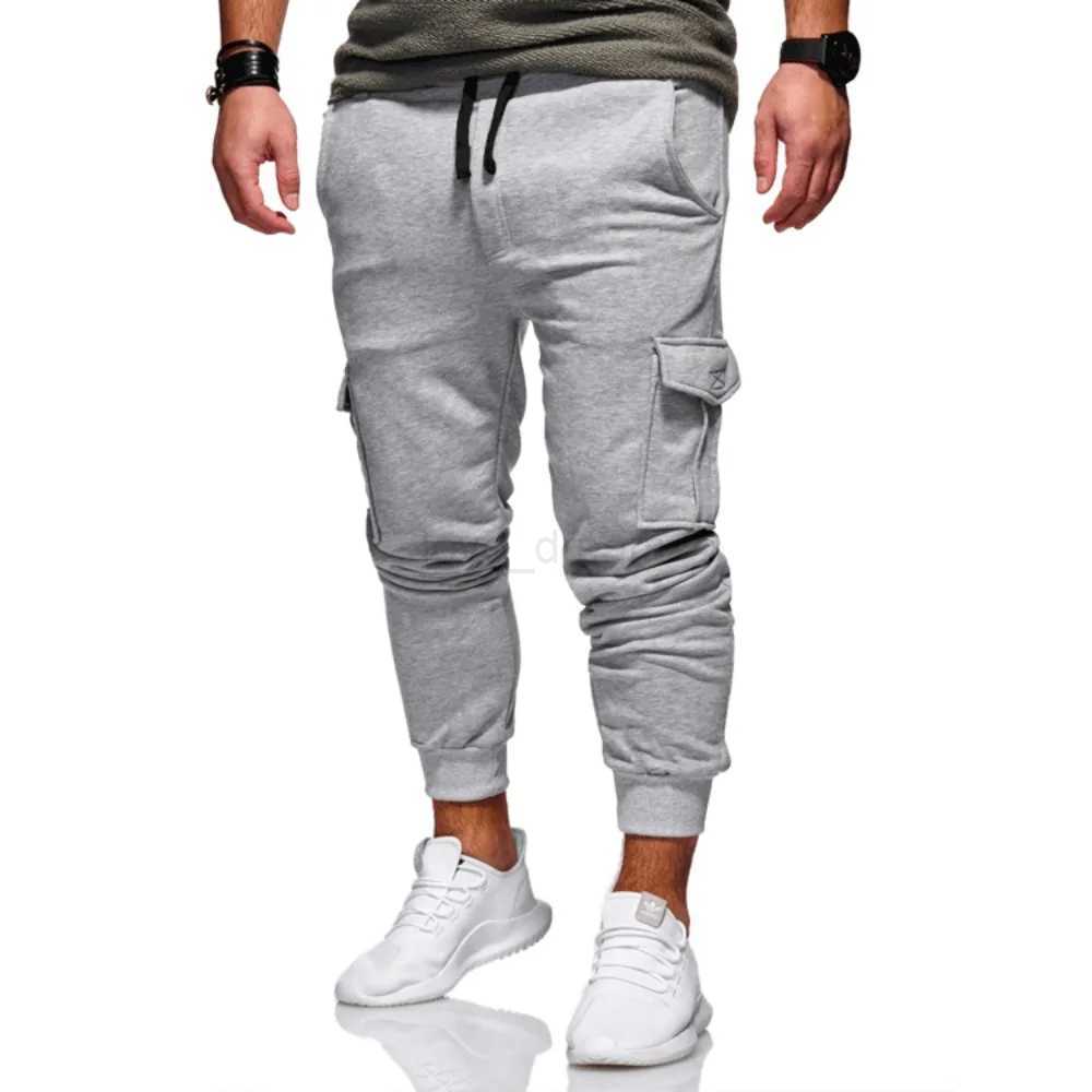Mens Pants Fashion Hip Hop Multi-pocket Trousers Trendy Streetwear Solid Sweatpants Joggers Male Casual Cotton TrousersXJ240813