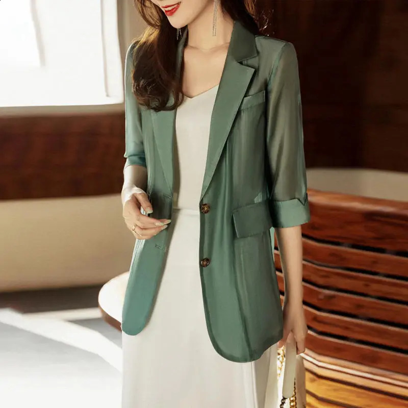 Autumn Winter Korean Solid Fashion Casual Blazers Women Simple Cropped Sleeves Office Lady Coat Elegant Aesthetic Clothes Female 240813