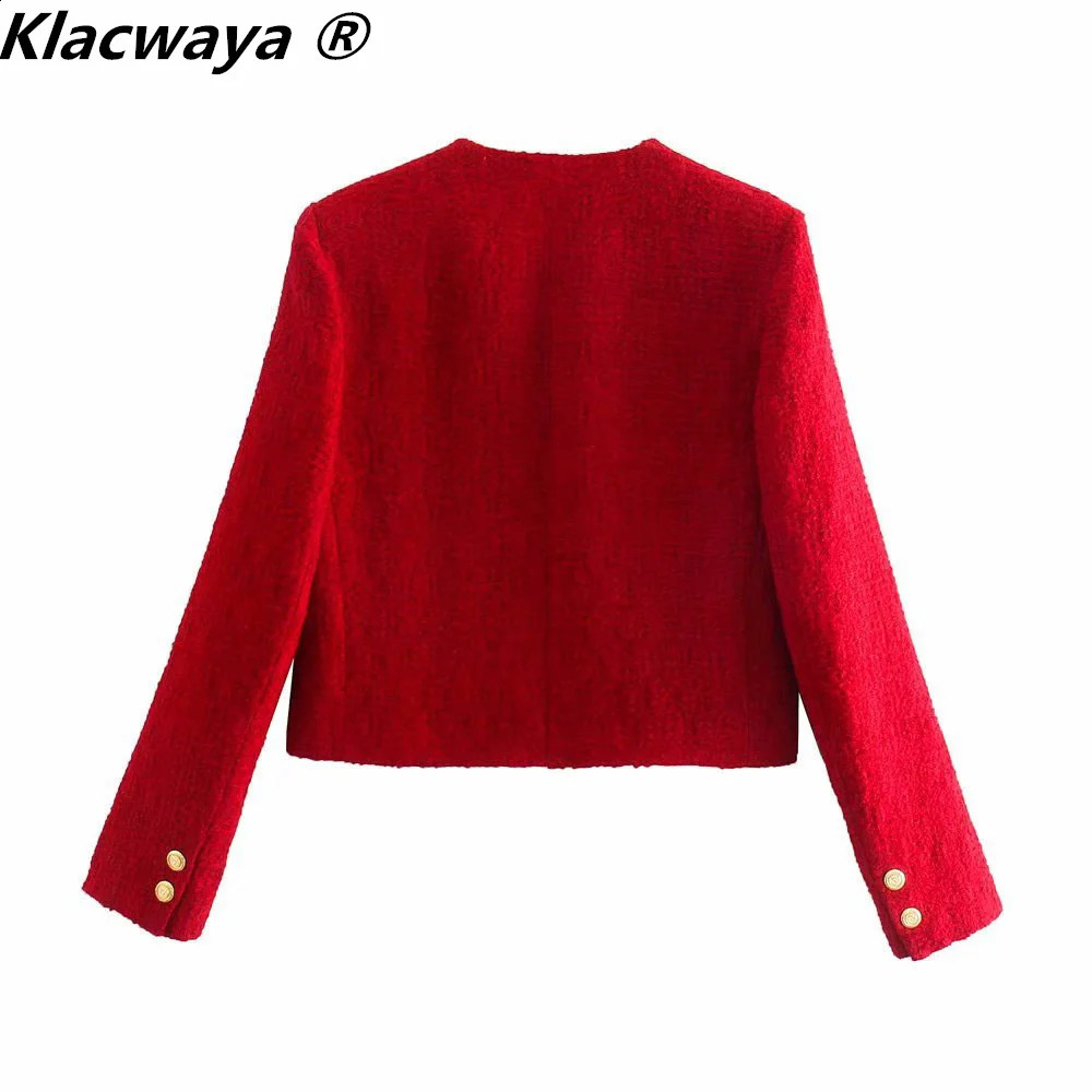 Klacwaya Womens Fashion Two piece Retro Red Coarse Hemp Double Chest Sweatshirt Front Seam Mini Tight Set 240812