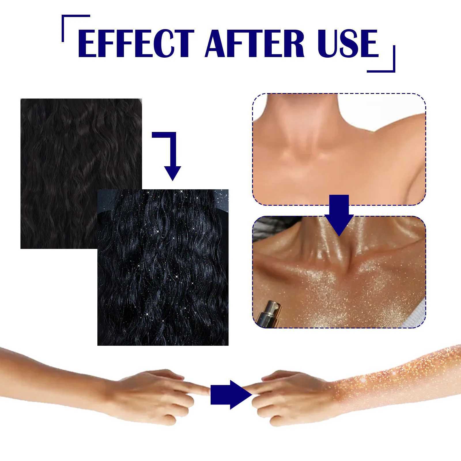 Highlighter powder spray high gloss lasting shimmer shiny party makeup waterproof hair shiny body shiny powder W240812