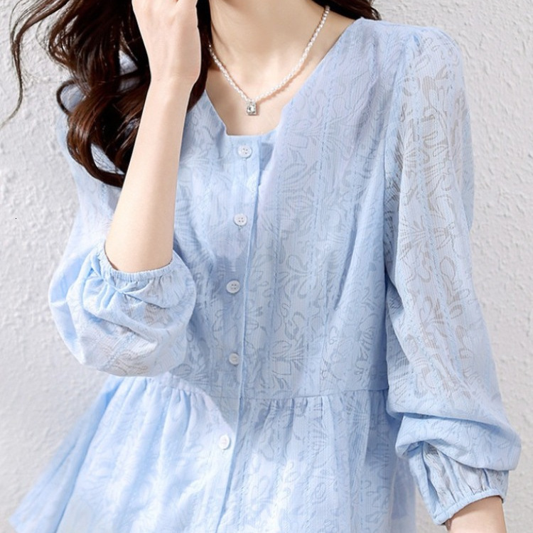 Xiaoxiangfeng Chiffon for Women's Spring and Autumn 2024 New Style Aging Reduction Top Short Skirt Small Shirt