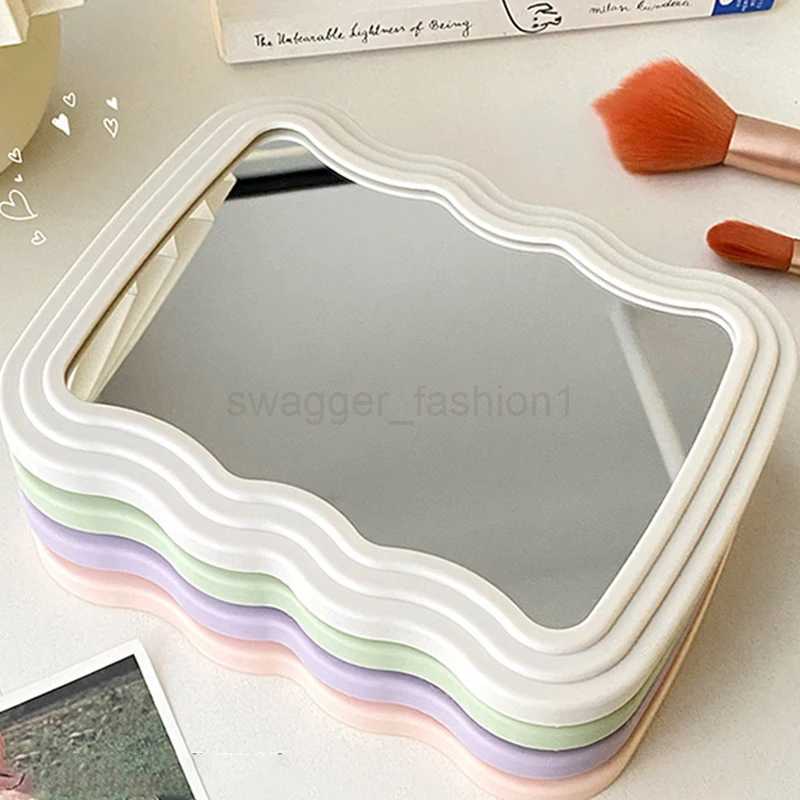 1pc Cute Corrugated Desktop Makeup Mirror Solid Color Simple Portable Handheld Makeup Mirror Foldable Creative For WomenXJ240813