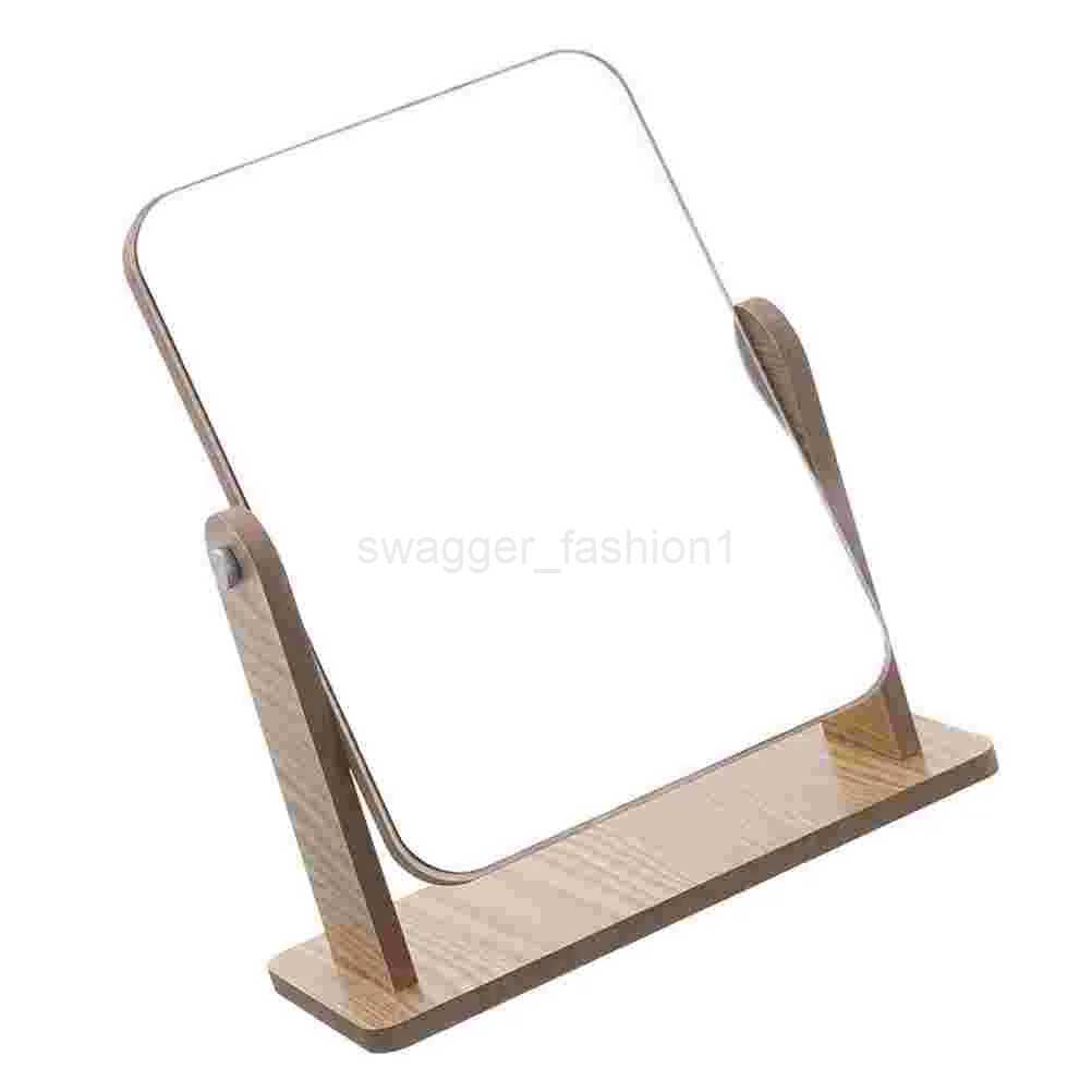 Rotating Vanity Mirror Wooden Tabletop Mirrors Women Makeup Dresser Desktop WomanXJ240813