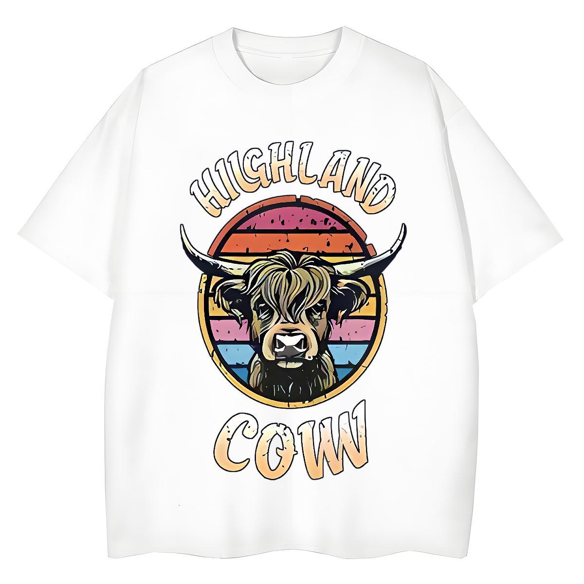 Popular Men T Shirts cow Breathable Short Sleeve Hip Hop Custom Cartoon 230g Pure Cotton Tshirt for Man Woman New Tops Tees