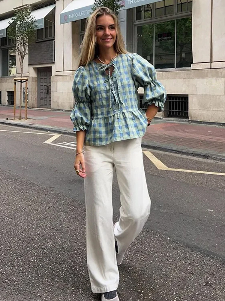 New Summer Long Lantern Sleeve Blouse Women s Hollow Out