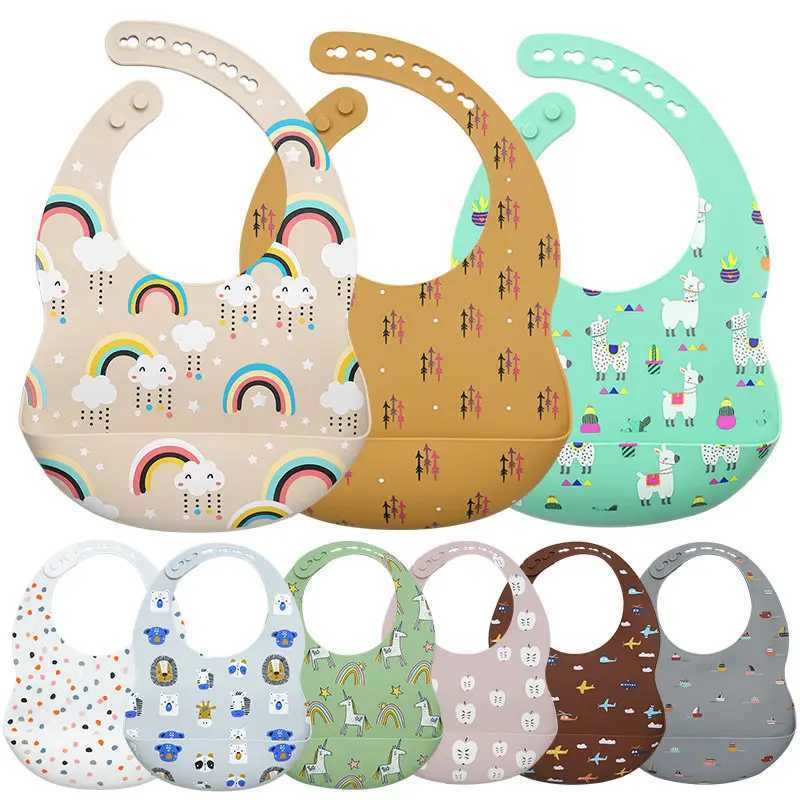 Bibs Burp Cloths 100%Food Safe Approve Silicone Childrens Products Personalized Collapsible Baby Bibs Adjustable Toddler Bib Baby StuffL4812