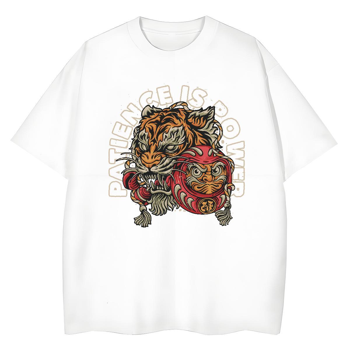 TOP Quality Men Clothes T-Shirt Summer Casual 230g Pure Cotton Oversized Breathable Short Sleeve tiger T-Shirts for Men Brand Tshirts