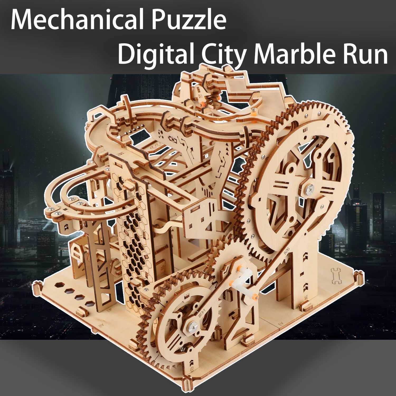 3DWooden Mechanical Puzzle Network City Marble Model Block Toolkit Model CraftsmanshipIncluding Marbles Birthday Christmas Gifts Y240812