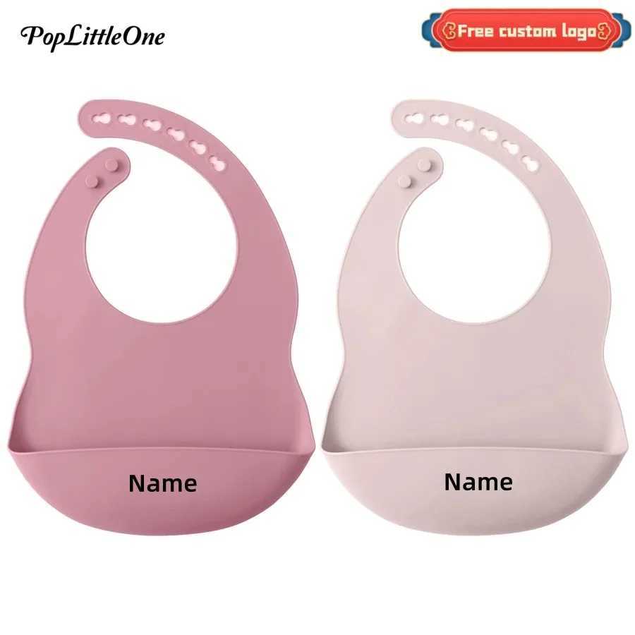 Bibs Burp Cloths Personalized Name Silicone Baby Bibs Waterproof Bib Solid Color Adjustment Saliva Towel Childrens Burp Cloths Baby AccessoriesL4812